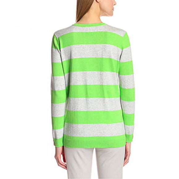 Joan Vass Striped Cardigan Margarita Green & Grey - Picture 2 of 3